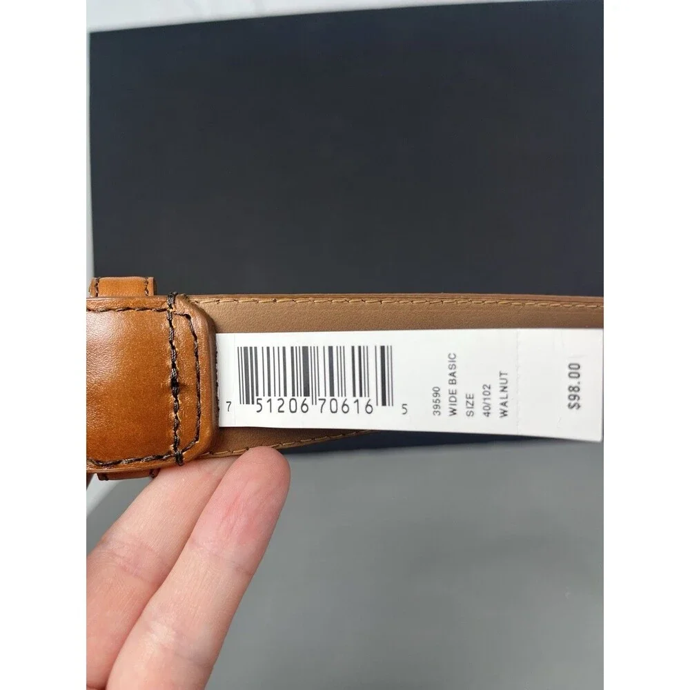 NWT ALLEN EDMONDS WIDE BASIC LEATHER BELT 39590 Mens Size 40 Color WALNUT USA